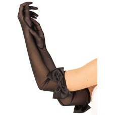 Bow Top Mesh Gloves - One Size - Black Bow Top Mesh Gloves - One Size - Black