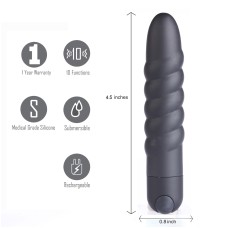 Lola 10 Function Vibrating Twisty Bullet - Black