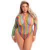 More Color Long Sleeve Bodysuit - Queen Size - Rainbow