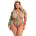 More Color Long Sleeve Bodysuit - Queen Size - Rainbow