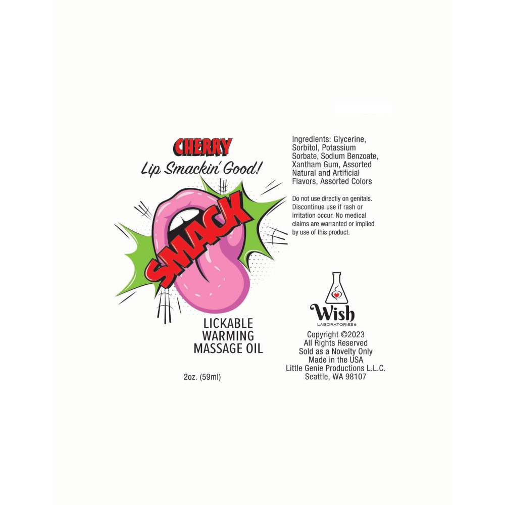 Smack Warming and Lickable Massage Oil - Cherry 2 Oz
