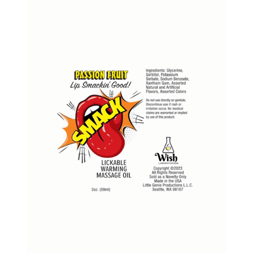 Smack Warming and Lickable Massage Oil - Passion Fruit 2 Oz
