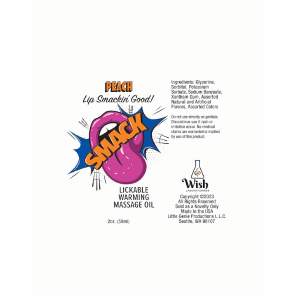 Smack Warming and Lickable Massage Oil - Peach 2 Oz