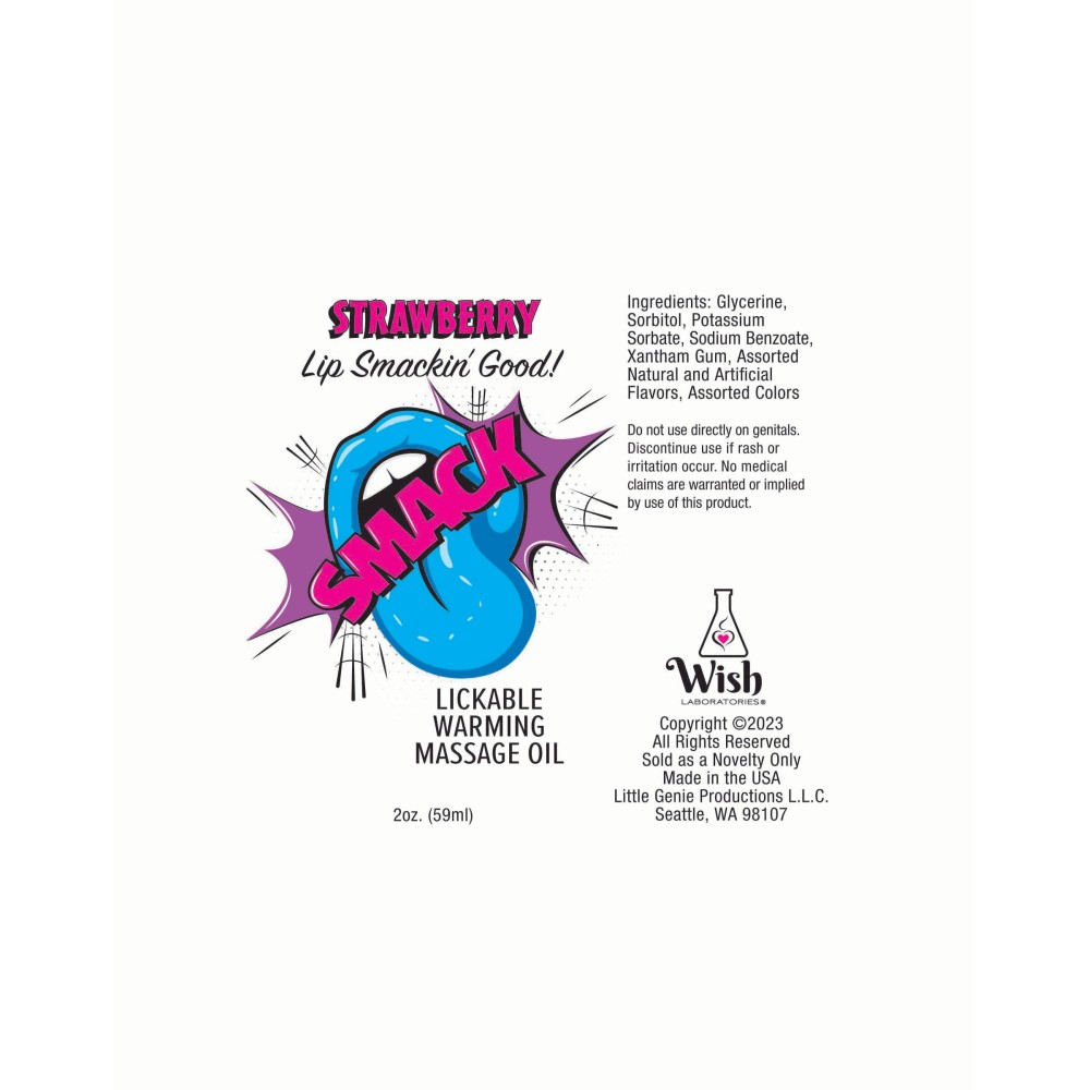 Smack Warming and Lickable Massage Oil - Strawberry 2 Oz