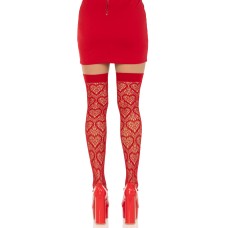 Heart Net Thigh Highs - One Size - Red Heart Net Thigh Highs - One Size - Red