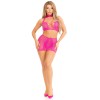 2 Pc Dotted Net and Lace Halter - One Size - Magenta