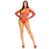 Say My Name Rhinestone Crotchless Teddy - One Size - Red