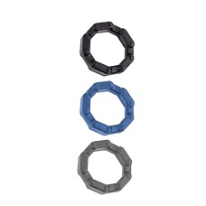 Anal-Ese Chainlink Cockrings - Black/blue/grey