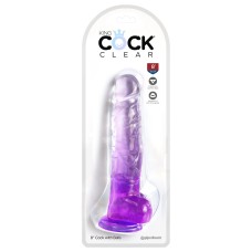 King Cock Clear 8 Inch With Balls - Purple King Cock Clear 8 Inch With Balls - Purple