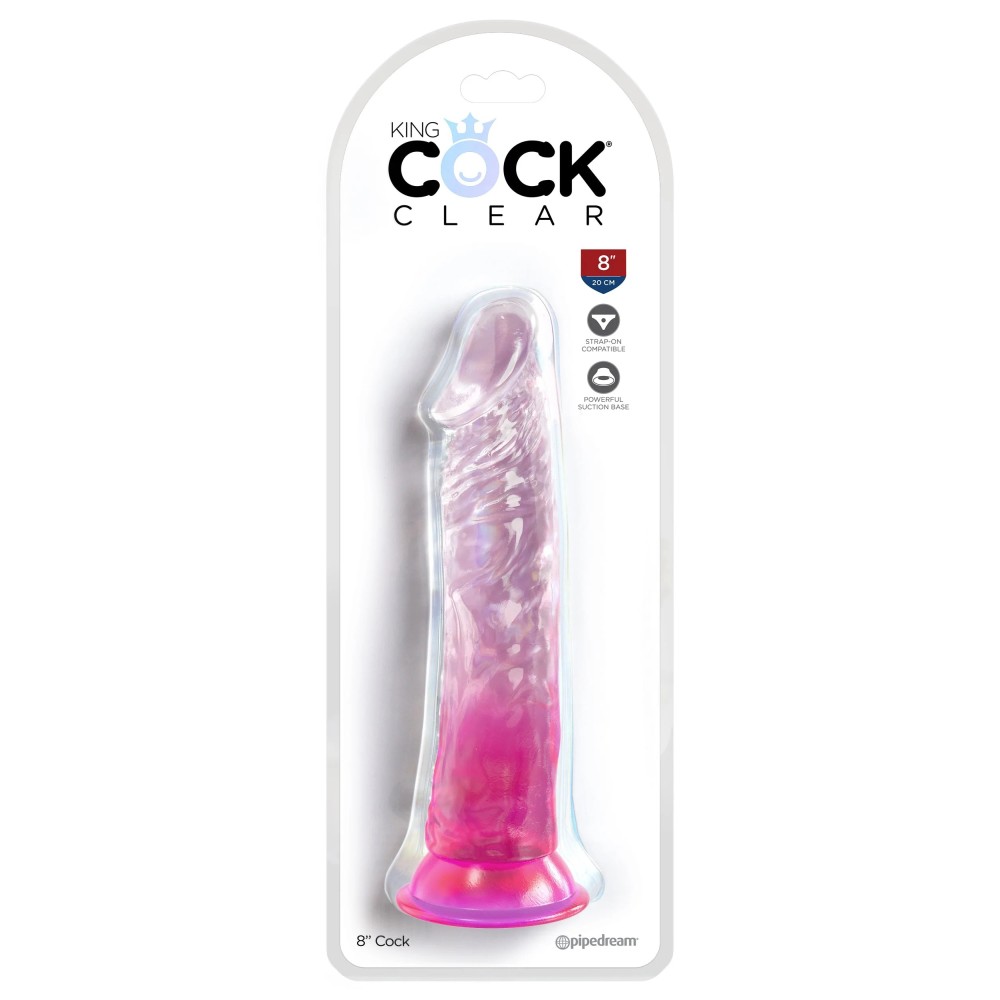 King Cock Clear 8 Inch - Pink King Cock Clear 8 Inch - Pink