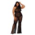 Flair Leg Bodystocking - Queen Size - Black Flair Leg Bodystocking - Queen Size - Black