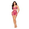 Garter Slip and G-String - One Size - Beet