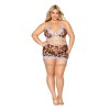 Leopard Bralette With Garter Skirt and G-String - Queen Size - Leopard