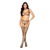 Leopard Set Bralette and Garter With G-String and Choker - One Size - Leopard