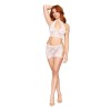 Lace Bralette and Mini Skirt Set - One Size - White