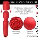 Pleasure Rose 10x Silicone Wand With Rose Attachment - Red Pleasure Rose 10x Silicone Wand With Rose Attachment - Red