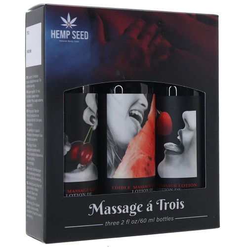 Massage a Trios Edible Massage Lotion Gift Set Box - Strawberry, Cherry, and Watermelon 2 Oz Massage a Trios Edible Massage Lotion Gift Set Box - Strawberry, Cherry, and Watermelon 2 Oz