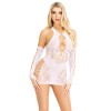 2 Pc Lace Racer Back Mini Dress and Gloves - One Size - White