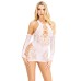 2 Pc Lace Racer Back Mini Dress and Gloves - One Size - White 2 Pc Lace Racer Back Mini Dress and Gloves - One Size - White