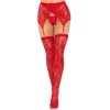 2 Pc Rachel Lace Thigh High and Crossover Garter Belt - One Size - Red