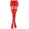 2 Pc Rachel Lace Thigh High and Crossover Garter Belt - One Size - Red