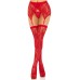 2 Pc Rachel Lace Thigh High and Crossover Garter Belt - One Size - Red 2 Pc Rachel Lace Thigh High and Crossover Garter Belt - One Size - Red