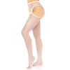 Fishnet Suspender Hose With Scalloped Trim - One Size - White