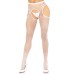 Fishnet Suspender Hose With Scalloped Trim - One Size - White Fishnet Suspender Hose With Scalloped Trim - One Size - White