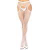 Fishnet Suspender Hose With Scalloped Trim - One Size - White