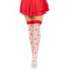 Polka Dot Mushroom Thigh High - One Size - White/red