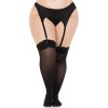 Lace Top Opaque Thigh Highs - 1x/2x - Black