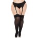 Lace Top Opaque Thigh Highs - 1x/2x - Black Lace Top Opaque Thigh Highs - 1x/2x - Black