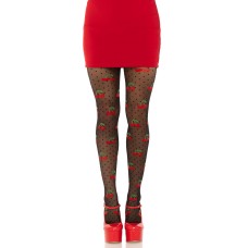 Polka Dot Cherry Tights - One Size - Black Polka Dot Cherry Tights - One Size - Black