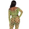 2 Pc Net Crop Top and Footless Tights - One Size - Neon Green
