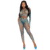 2 Pc Net Crop Top and Footless Tights - One Size - Turquoise