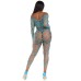 2 Pc Net Crop Top and Footless Tights - One Size - Turquoise