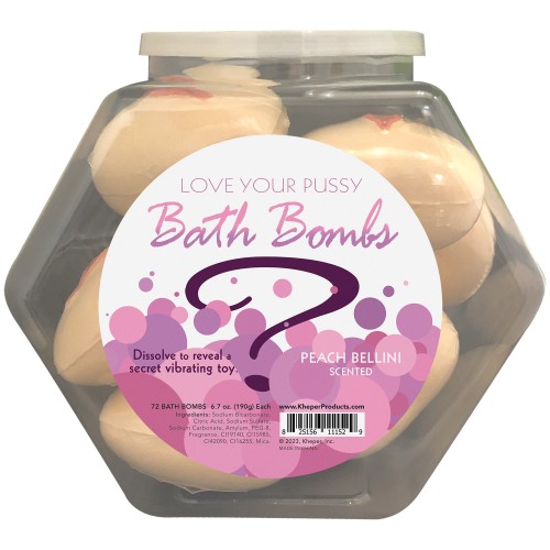 Love Your Pussy Bath Bomb Fishbowl Display of 9 Units - Peach Bellini Love Your Pussy Bath Bomb Fishbowl Display of 9 Units - Peach Bellini