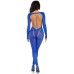 Opaque Cut Out Footless Bodystocking - One Size - Royal Blue Opaque Cut Out Footless Bodystocking - One Size - Royal Blue