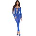 Opaque Cut Out Footless Bodystocking - One Size - Royal Blue Opaque Cut Out Footless Bodystocking - One Size - Royal Blue