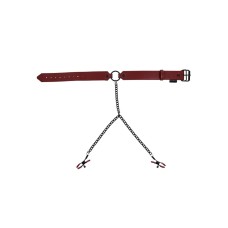 Saffron Collar With Nipple Clamps - Black/red Saffron Collar With Nipple Clamps - Black/red