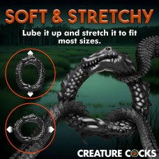 Black Caiman Silicone Cock Ring - Black Black Caiman Silicone Cock Ring - Black