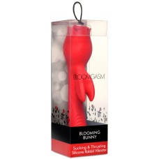 Blooming Bunny Sucking and Thrusting Silicone Rabbit Vibrator - Red Blooming Bunny Sucking and Thrusting Silicone Rabbit Vibrator - Red