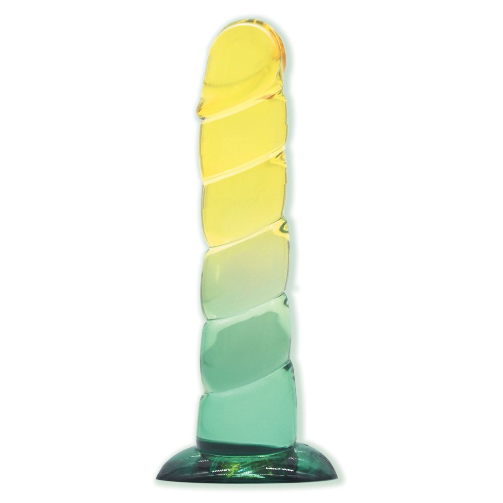 Shades, 7.5" Swirl Jelly Tpr Gradient Dong - Yellow and Mint