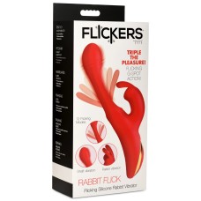 Rabbit Flick Flicking Silicone Rabbit Vibrator - Red Rabbit Flick Flicking Silicone Rabbit Vibrator - Red