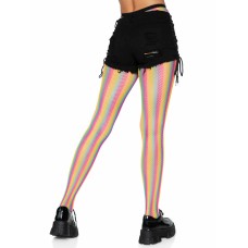 Neon Rainbow Striped Fishnet Tights - One Size - Multicolor Neon Rainbow Striped Fishnet Tights - One Size - Multicolor