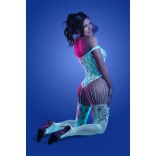 Illuminate Crotchless Teddy Bodystocking - One Size - White/blue Illuminate Crotchless Teddy Bodystocking - One Size - White/blue