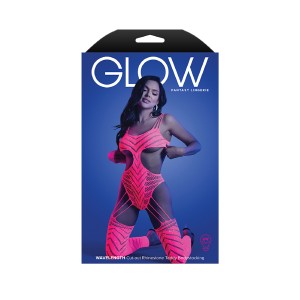 Wavelength Cutout Rhinestone Teddy Bodystocking - One Size - Neon Pink Wavelength Cutout Rhinestone Teddy Bodystocking - One Size - Neon Pink