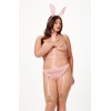 Lace Teddy With Pom Pom and Tuxedo Bow and Bunny Ears - Queen Size - Light Pink