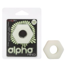 Alpha Glow-in-the-Dark Liquid Silicone Prolong Sexagon Ring - White Alpha Glow-in-the-Dark Liquid Silicone Prolong Sexagon Ring - White