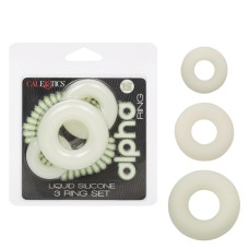 Alpha Glow-in-the-Dark Liquid Silicone 3 Ring Set - White Alpha Glow-in-the-Dark Liquid Silicone 3 Ring Set - White